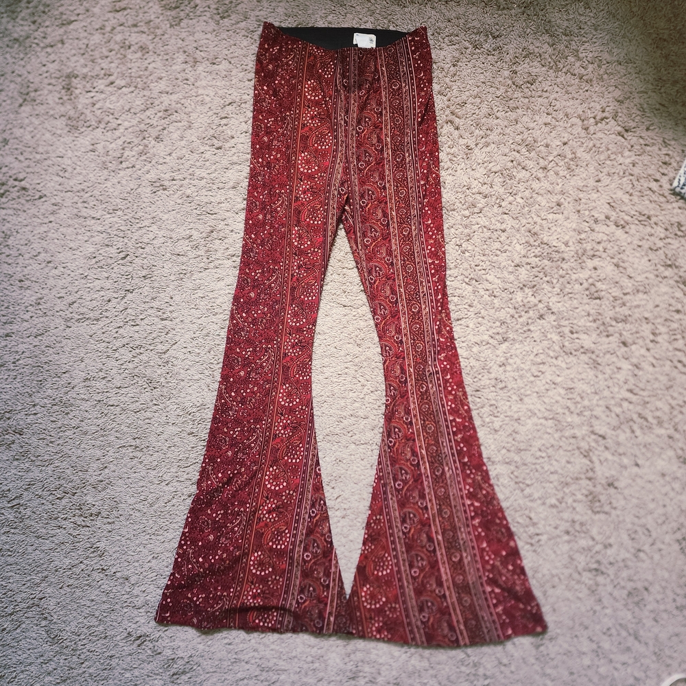 Show Me Your Mumu Red Floral Paisley Flare Pants Size Medium